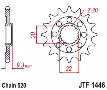 Forreste tandhjul JT JTF1446.13, 13z størrelse 520 - JTF1446.13