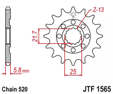 Ritzel vorne JT JTF1565.13, 13 Zähne Teilung 520 - JTF1565.13