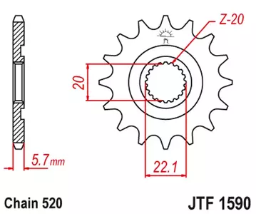 Forreste tandhjul JT JTF1590.13, 13z størrelse 520