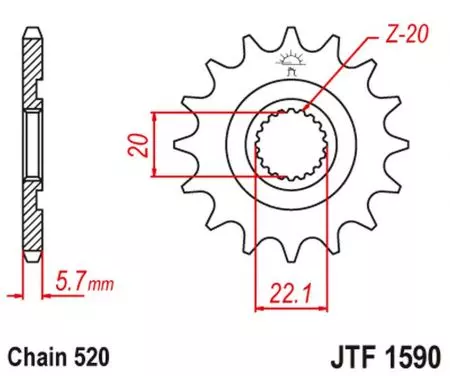 Μπροστινό γρανάζι JT JTF1590.13, 13z μέγεθος 520-2