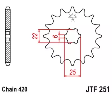 Μπροστινό γρανάζι JT JTF251.16, 16z μέγεθος 420 - JTF251.16