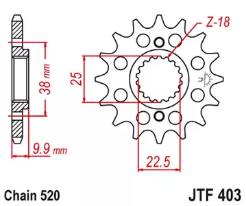 Eturattaat JT JTF403.14, 14z, koko 520 - JTF403.14
