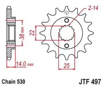 Pinion față JT JTF497.15, 15z dimensiune 530 - JTF497.15