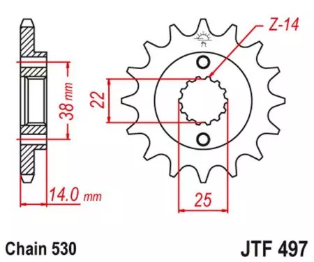 Zębatka przód JT JTF497.15, 15z rozmiar 530-2