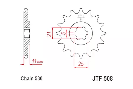 Piñón delantero JT JTF508.14, 14z tamaño 530 - JTF508.14