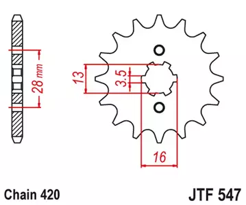 Eturattaat JT JTF547.13, 13z, koko 420 - JTF547.13