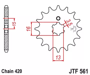 Eturattaat JT JTF561.16, 16z, koko 420 - JTF561.16