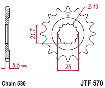 Zębatka przód JT JTF570.16, 16z rozmiar 530 - JTF570.16