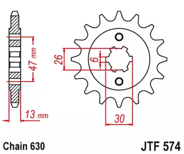 Voortandwiel JT JTF574.16, 16z maat 630 - JTF574.16