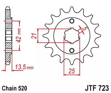 Első lánckerék JT JT JTF723.14, 14z 520-as méret - JTF723.14