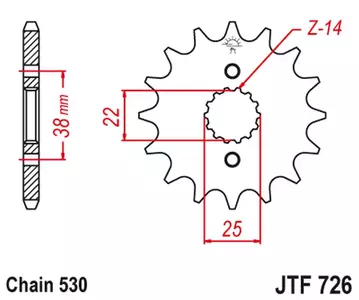 Piñón delantero JT JTF726.15, 15z tamaño 530 - JTF726.15