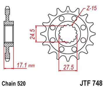 Roda dentada dianteira JT JTF748.14, 14z tamanho 520 - JTF748.14