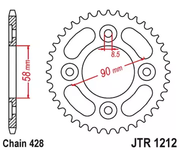 JT bageste tandhjul JTR1212.35, 35z størrelse 428 - JTR1212.35