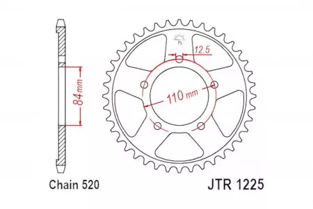 Kettenrad hinten Stahl JT JTR1225.41, 41 Zähne Teilung 520-2