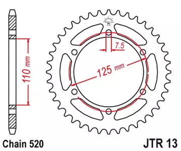 Aizmugurējais zobrats JT JTR13.41, 41z izmērs 520 - JTR13.41