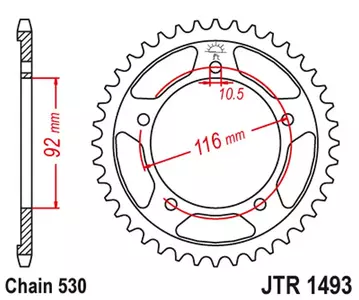 JT bageste ståltandhjul JTR1493.41ZBK, 41z størrelse 530 sort - JTR1493.41ZBK