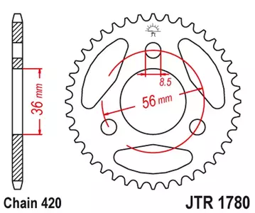 JT roda dentada traseira JTR1780.28, 28z tamanho 420 - JTR1780.28