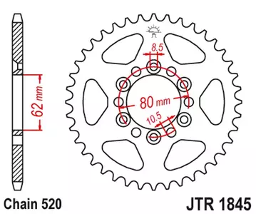 JT bageste tandhjul JTR1845.37, 37z størrelse 520 - JTR1845.37