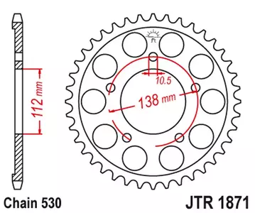 JT bageste ståltandhjul JTR1871.48ZBK, 48z størrelse 530 sort-1