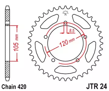 Čelični stražnji lančanik JT JTR24.55, 55z, veličina 420-1