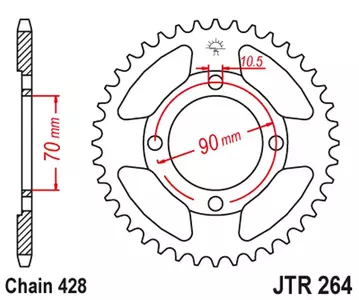 Piñón trasero JT JTR264.45, 45z tamaño 428-1