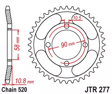 Zębatka tył stalowa JT JTR277.45, 45z rozmiar 520 - JTR277.45
