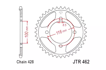 Tagumine hammasratas JT JTR462.54, 54z suurus 428 - JTR462.54