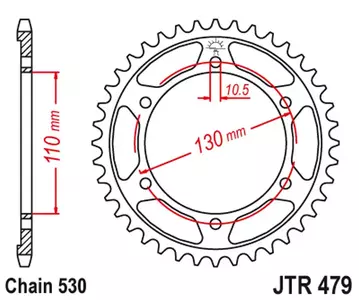 JT bakre stålkedjehjul JTR479.48ZBK, 48z storlek 530 svart - JTR479.48ZBK