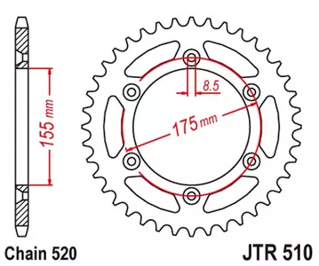 Roda dentada traseira JT JTR510.50, 50z tamanho 520 - JTR510.50