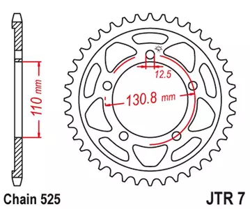 Piñón trasero JT JTR7.46ZBK, 46z tamaño 525 negro - JTR7.46ZBK