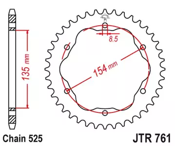 Bakre kedjehjul JT JTR761.38, 38z storlek 525