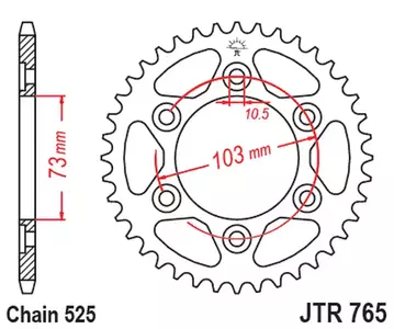 Kettenrad hinten Stahl JT JTR765.43, 43 Zähne Teilung 525 - JTR765.43