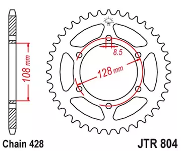 Zadné reťazové koleso JT JTR804.42, 42z veľkosť 428 - JTR804.42