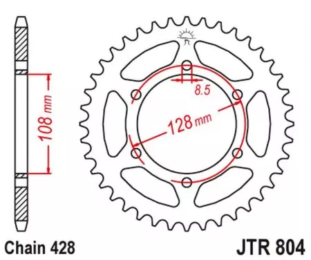 Zadní řetězové kolo JT JTR804.42, 42z velikost 428-2