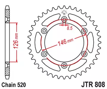 Bakre kedjehjul JT JTR808.47ZBK, 47z storlek 520 svart-1