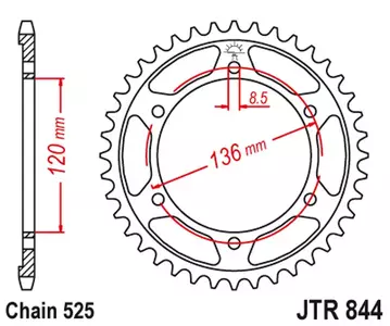 Zębatka tył stalowa JT JTR844.44, 44z rozmiar 525 - JTR844.44