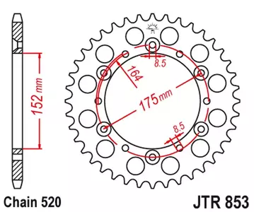 JT задно стоманено зъбно колело JTR853.41ZBK, 41z размер 520 черно-1