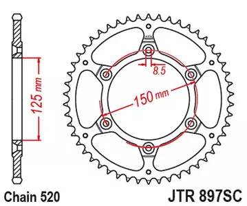 Bageste tandhjul JT JTR897.40SC, 40z størrelse 520 selvrensende - JTR897.40SC