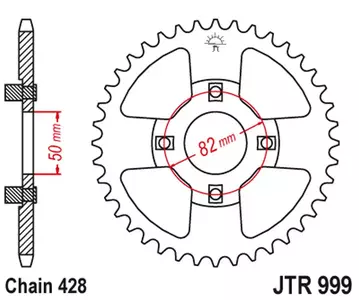 Roda dentada traseira JT JTR999.42, 42z tamanho 428 - JTR999.42
