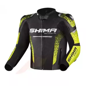 Shima STR 2.0 ādas motocikla jaka melna fluo 48-1
