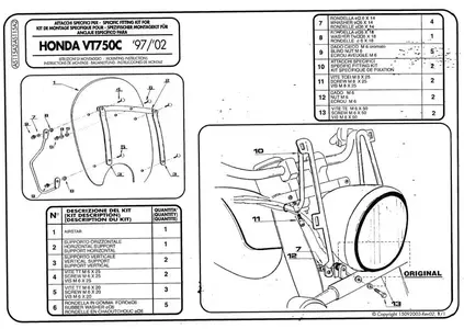 Montagekit für Windschild Fit Kit Kappa AS115A2 Honda - AS115A2