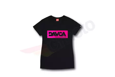 Moteriški marškinėliai DAVCA juodai rožinės spalvos su logotipu XL - TW-02-007-XL
