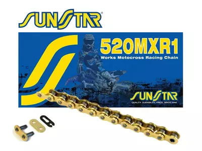 Sunstar 520 MXR1 122G åben drivkæde med lås guld - SS520MXR1-122G