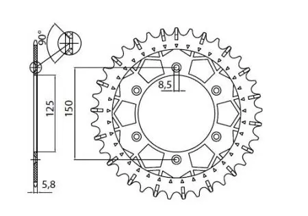 Sunstar Works-Z ocelové zadní řetězové kolo SUNR3-3547-52 velikost 520 (JTR897.52)-2