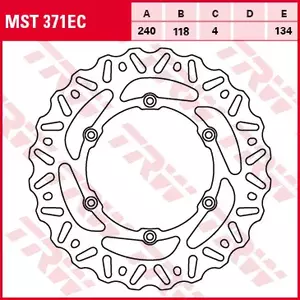 TRW MST 371EC achterremschijf - MST371EC