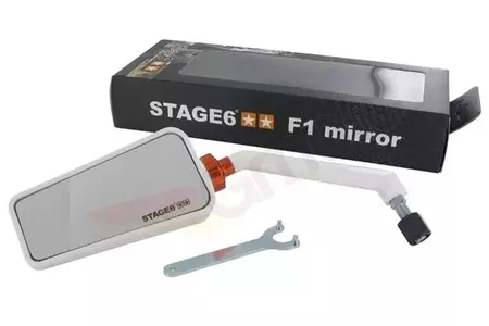 "Stage6 F1 Style" M8 kairės pusės veidrodėlis, baltas - S6-SSP630-2L/WH