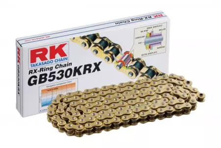 Corrente de acionamento RK GB530KRX/112 dourada/preta com elos - GB530KRX-112-CLF