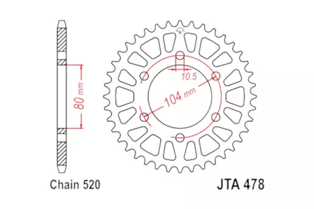 JT hliníkové zadní řetězové kolo JTA478.42BLK, 42z velikost 520 černá - JTA478.42BLK