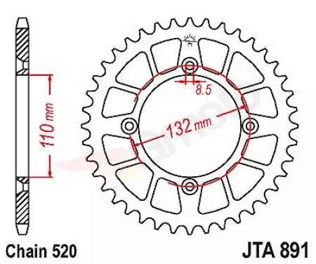 Zębatka tył aluminiowa JT JTA891.48ORG, 48z rozmiar 520 pomarańczowa-2