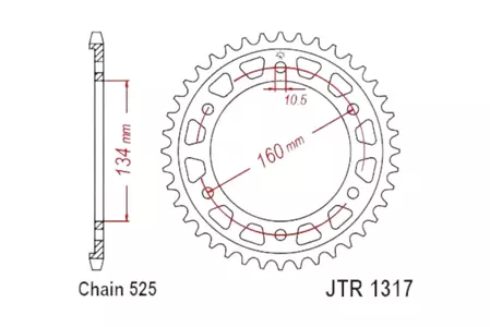 Kettenrad hinten Stahl JT JTR1317.40, 40 Zähne Teilung 525-1